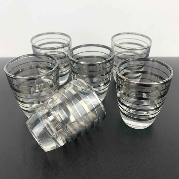 Luminarc France silver striped shot glass - Set of 6