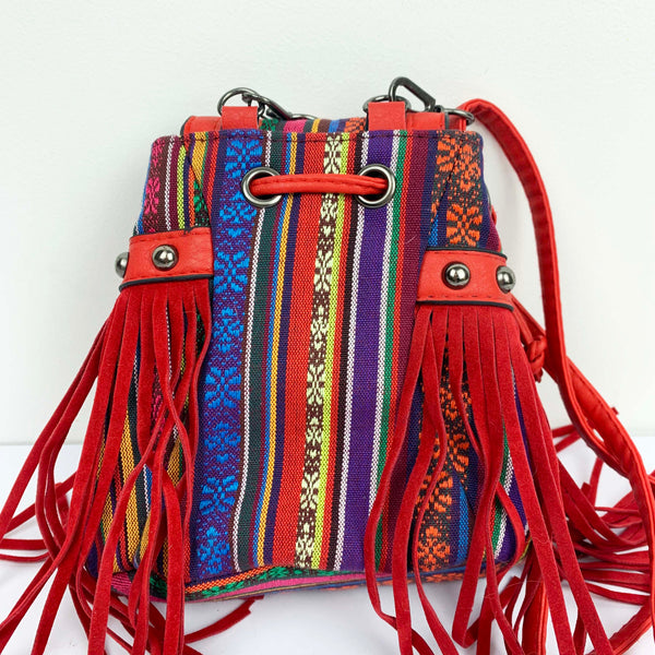 Vintage boho style crossbody bag with stud detail