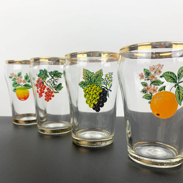 Mid century fruit decorated juice glasses - Set of 6