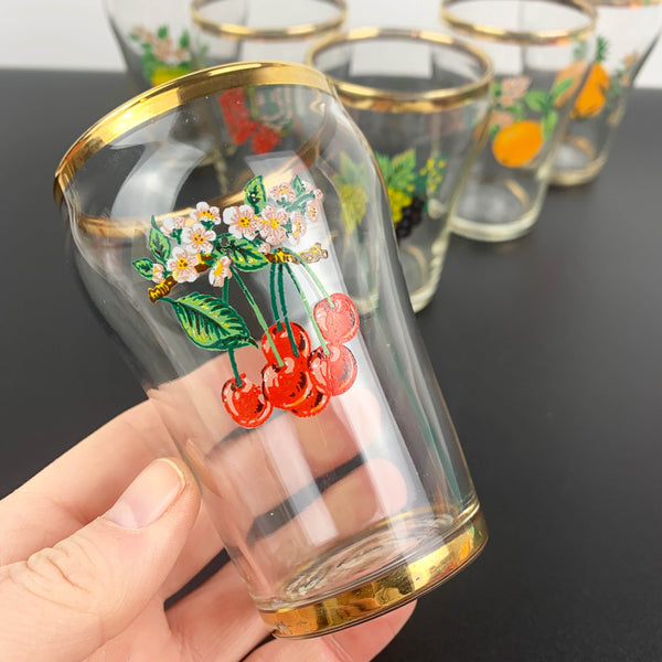 Mid century fruit decorated juice glasses - Set of 6