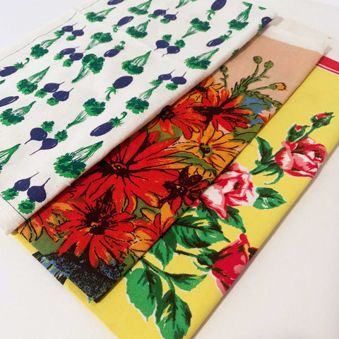 Vintage floral and garden tea towel collection - Set of 3