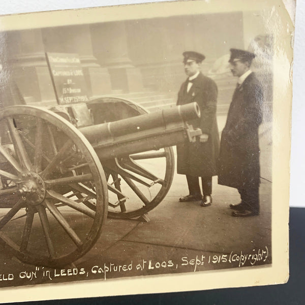 WW1 photographic postcard of captured German Field Gun Leeds 1915