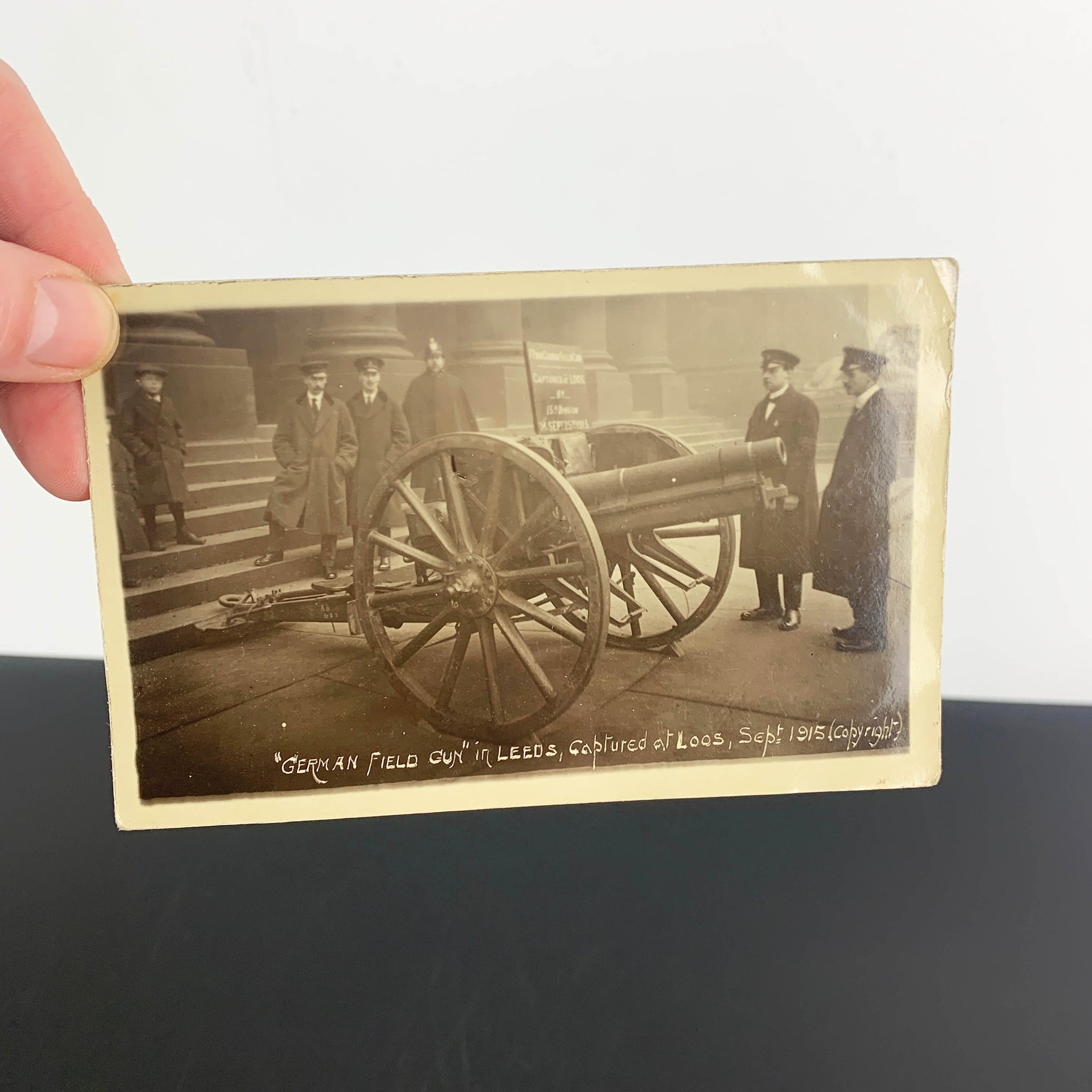 WW1 photographic postcard of captured German Field Gun Leeds 1915