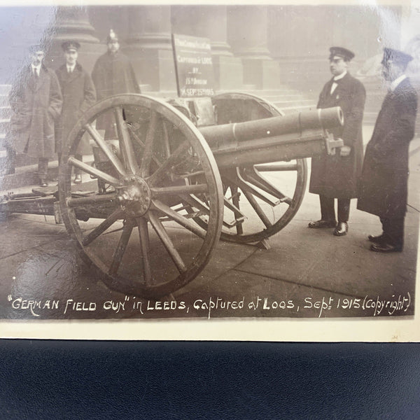 WW1 photographic postcard of captured German Field Gun Leeds 1915