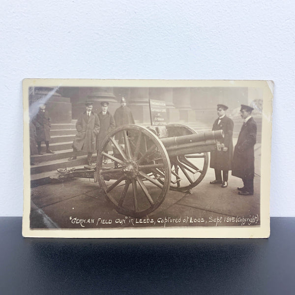 WW1 photographic postcard of captured German Field Gun Leeds 1915