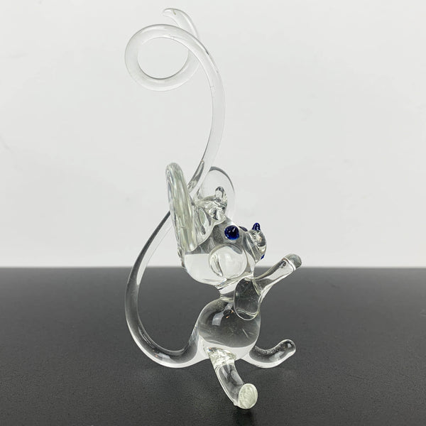 Hand blown glass mouse ornament with long tail