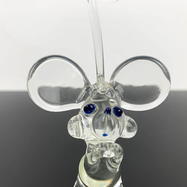 Hand blown glass mouse ornament with long tail