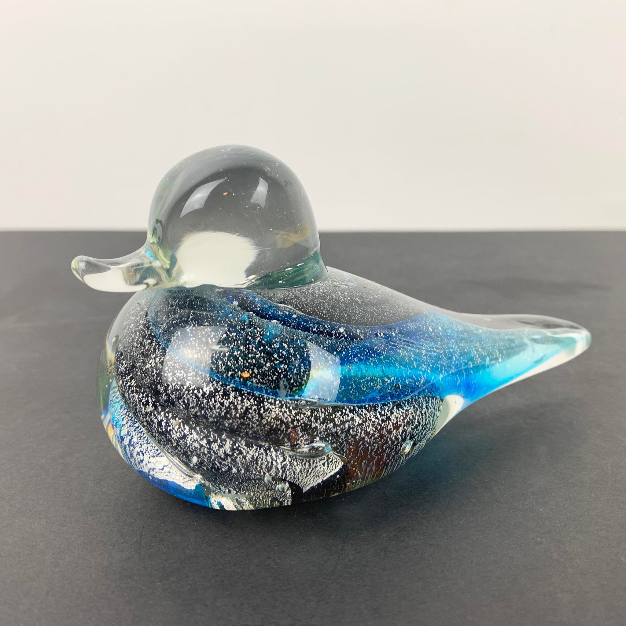 Hand blown glass duck paperweight ornament