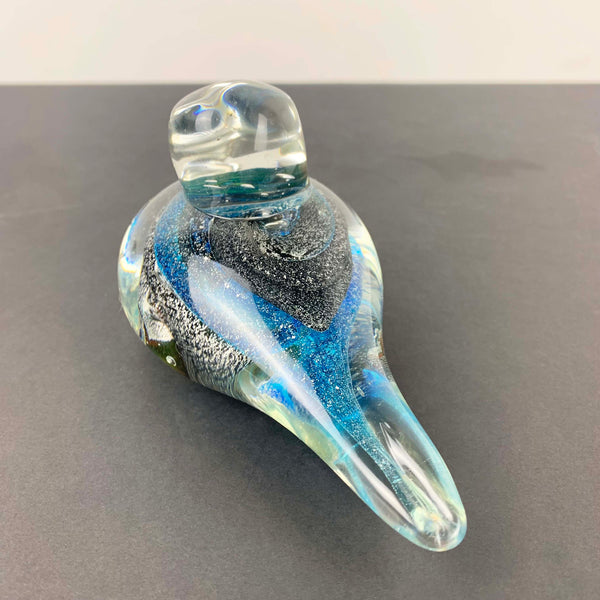 Hand blown glass duck paperweight ornament rear view