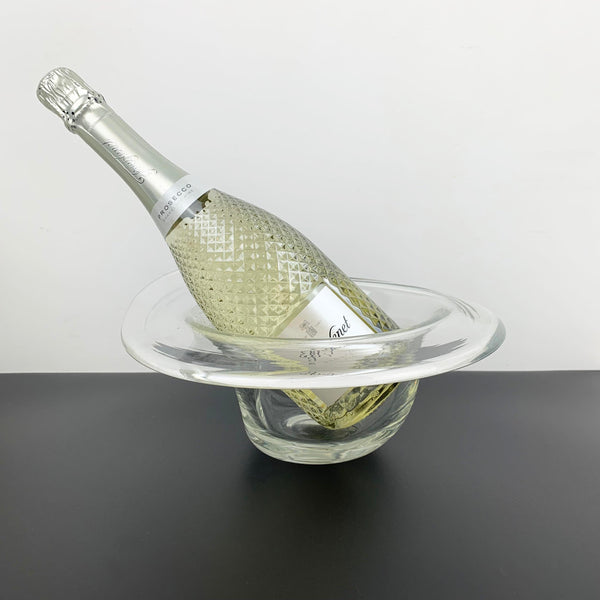 Art glass pinched hat ice bucket and bowl