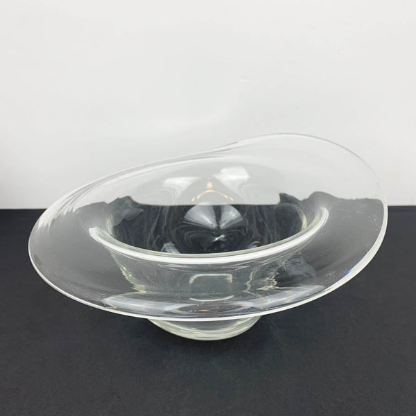 Glass hat upside down for use as a bowl or ice bucket