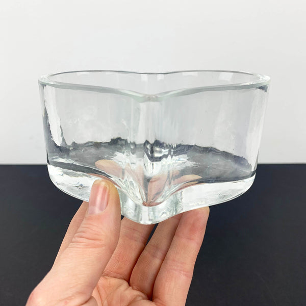 Heart shape glass trinket bowl hand held