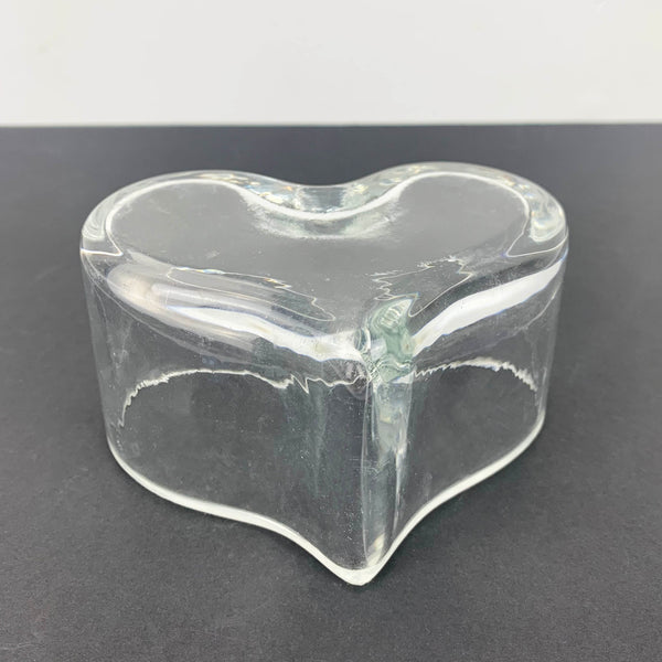 Heart shape glass candy bowl upside down