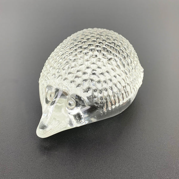 Glass hedgehog paperweight ornament