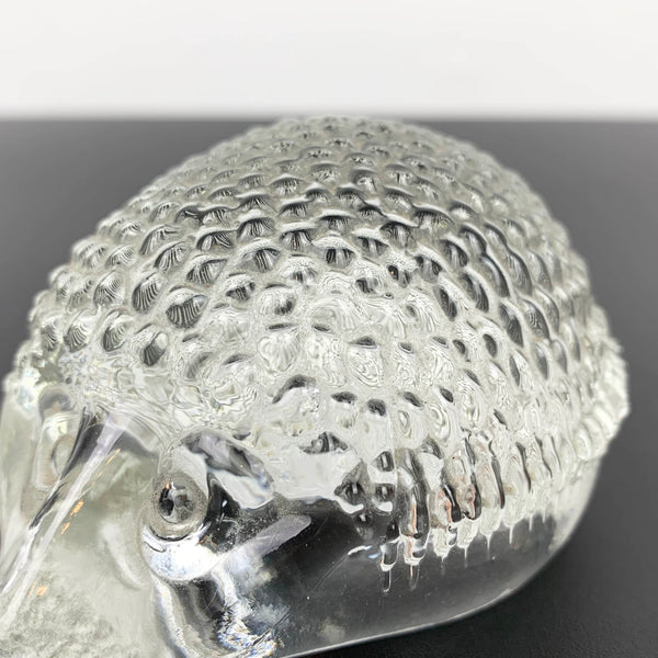 Glass hedgehog paperweight ornament