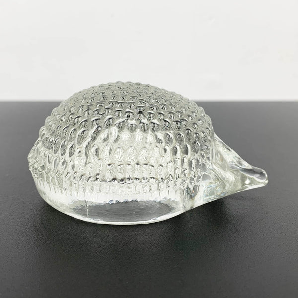 Glass hedgehog paperweight ornament