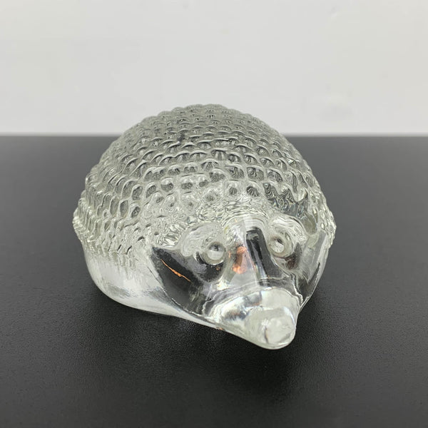 Glass hedgehog paperweight ornament