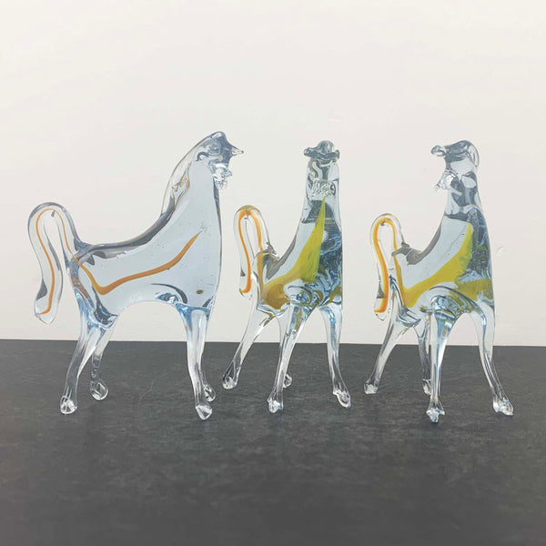 Hand blown glass horses - Set of 3