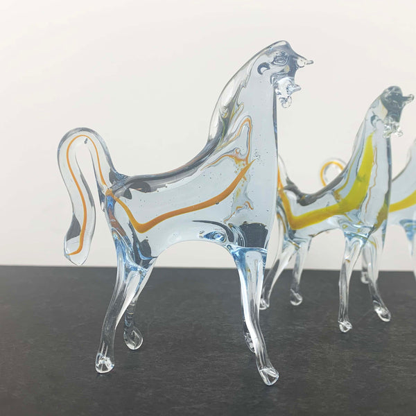 Hand blown glass horses - Set of 3