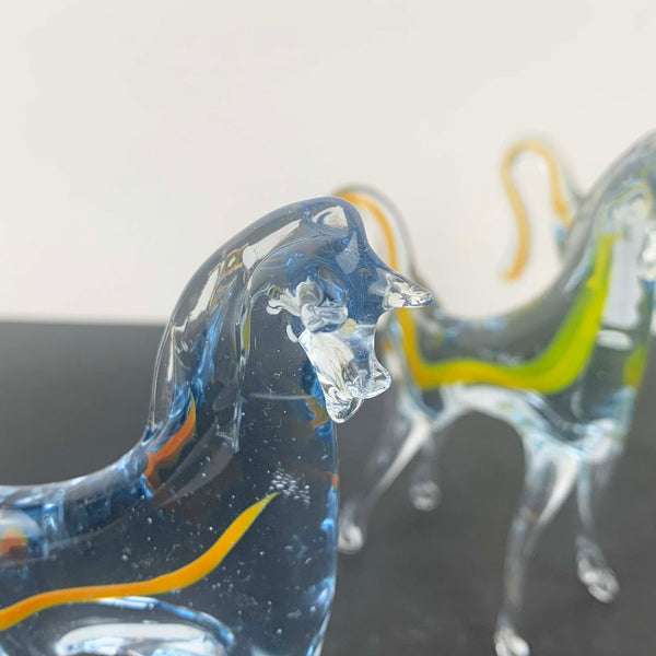 Hand blown glass horses - Set of 3