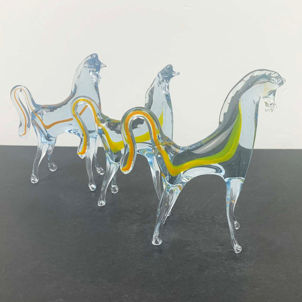 Hand blown glass horses - Set of 3