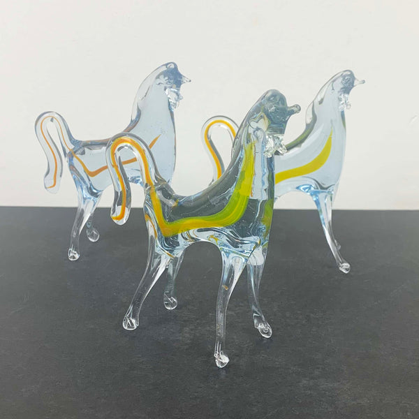 Hand blown glass horses - Set of 3