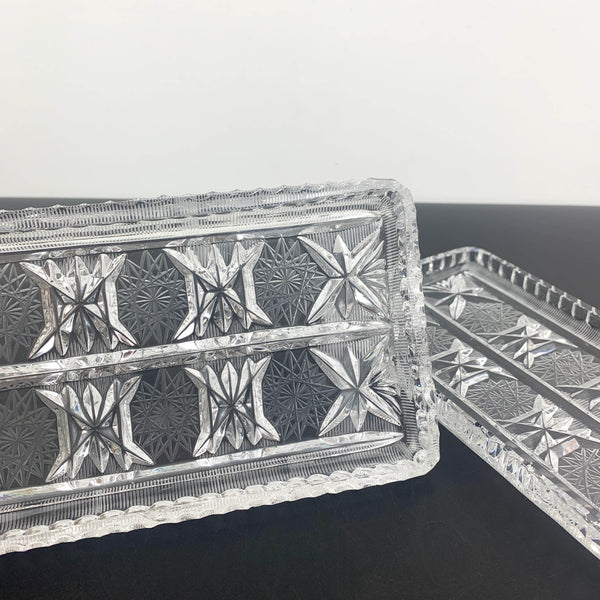 Decorative European crystal trays with star pattern - Set of 2