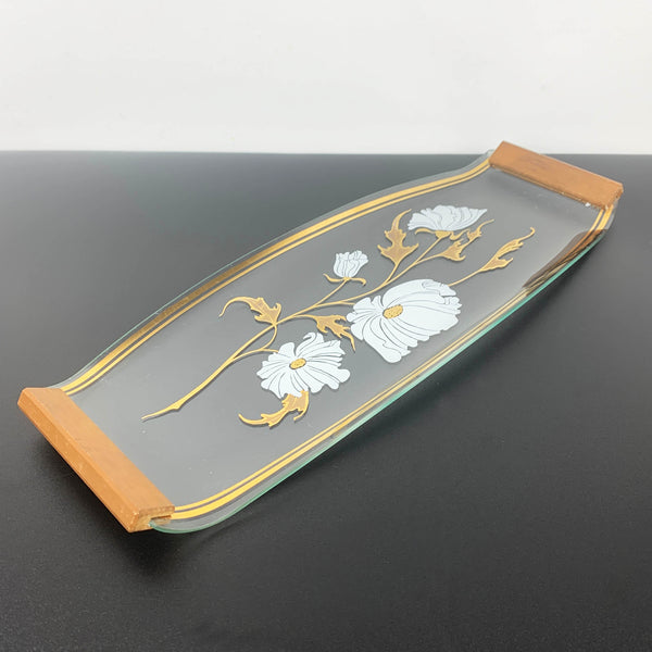 Retro glass snack trays with gold accents