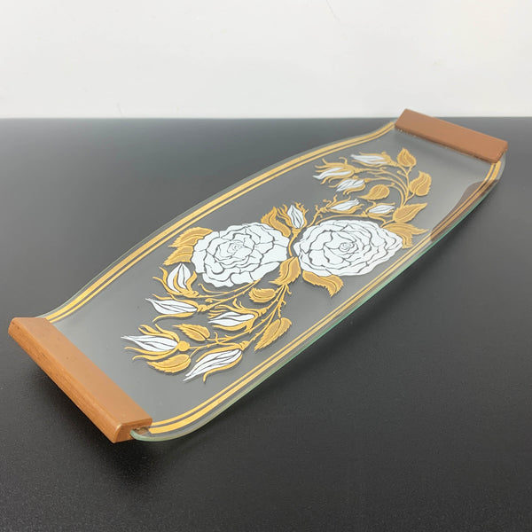 Retro glass snack trays with gold accents