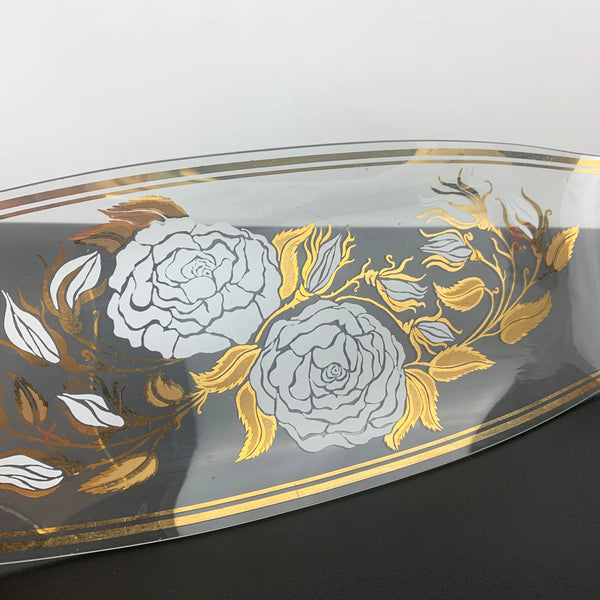 Retro glass snack trays with gold accents