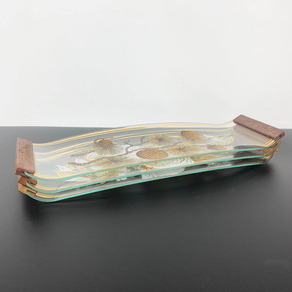 Retro glass snack trays with gold accents