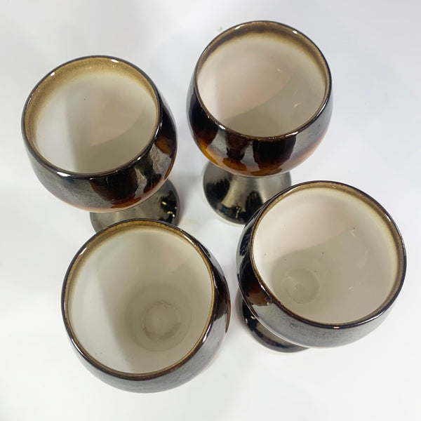 1970's Glazed Pottery Goblets interior view