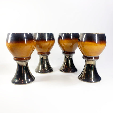 1970's Glazed Pottery Goblets