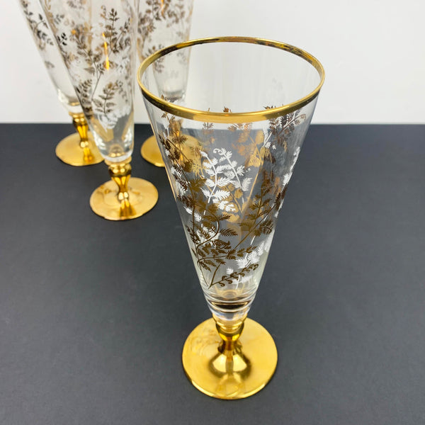 Gold rims of vintage rare champagne glass