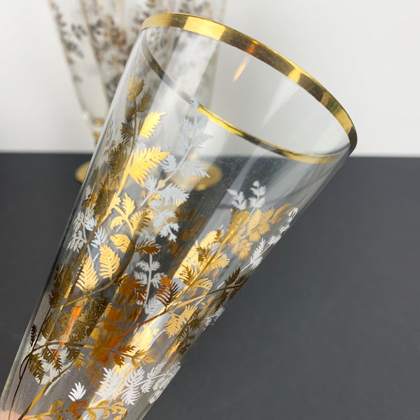 Gold intricate pattern on vintage champagne glass