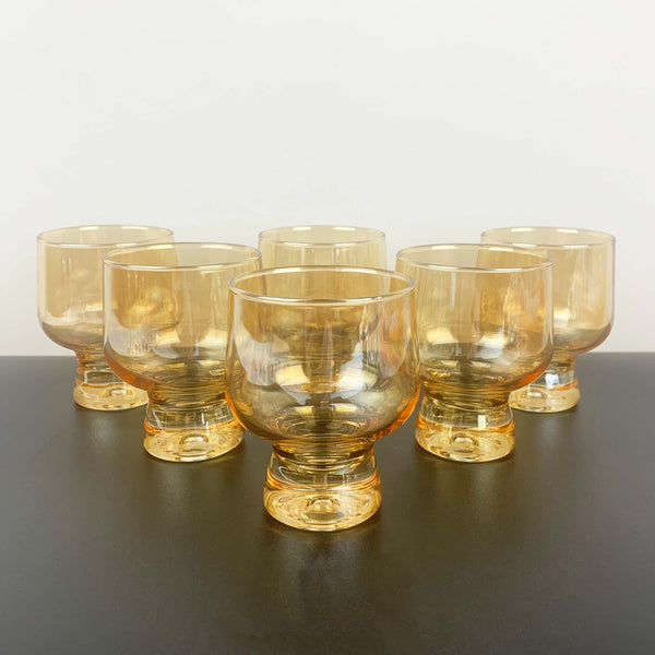 Crown Corning 'Regis' gold lustre glass - Set of 6