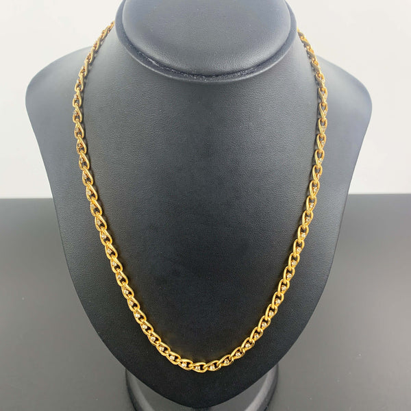 1980's gold cuban link necklace with rhinestone detail