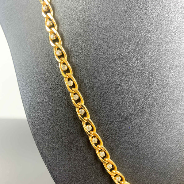 1980's gold cuban link necklace with rhinestone detail