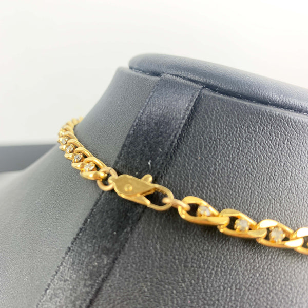 1980's gold cuban link necklace with rhinestone detail