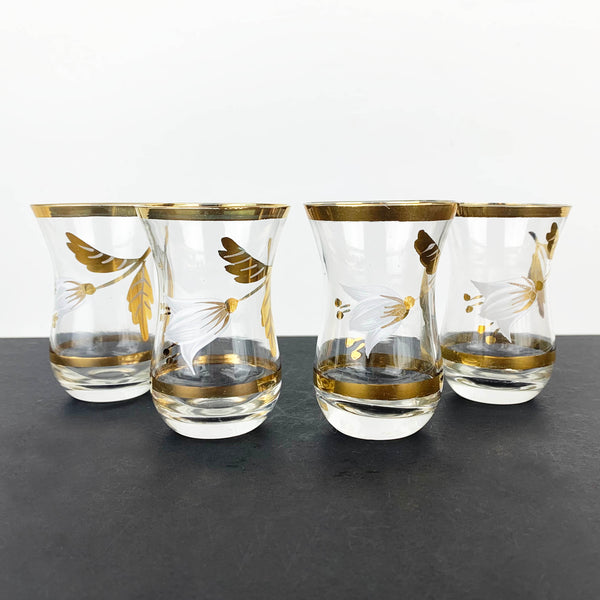 Gold gilt hand painted shot glasses - Set of 4