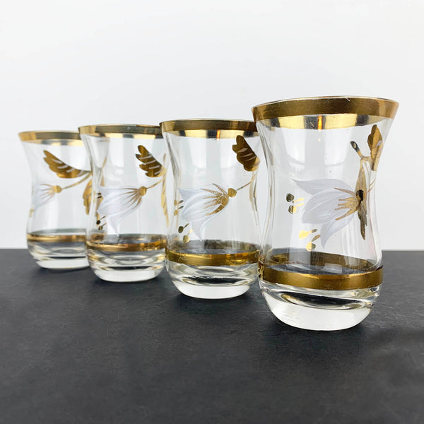 Gold gilt hand painted shot glasses - Set of 4