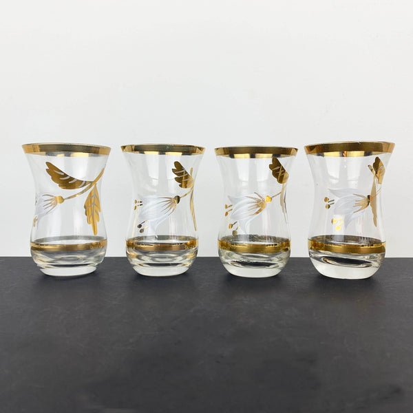 Gold gilt hand painted shot glasses