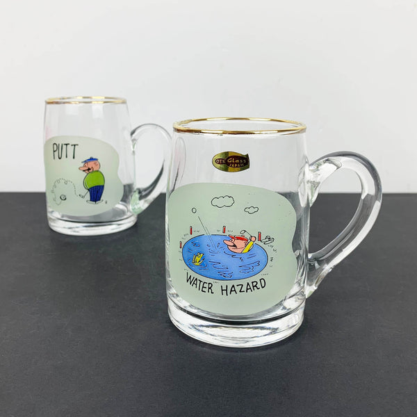 1950's golfers beer mug set of 2