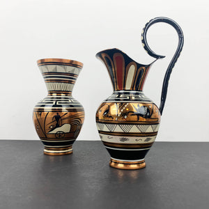 Hand painted Greek copper vases - Set of 2