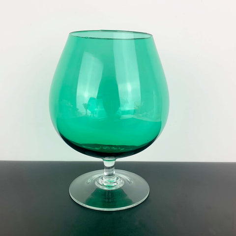 Oversize green brandy balloon art glass