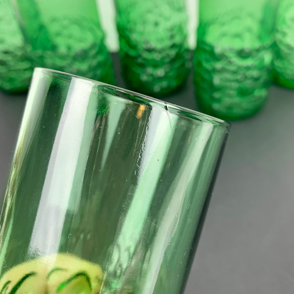 Unique green glass hobnail tumbler - Set of 5