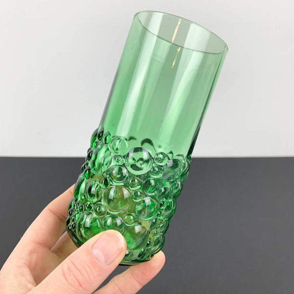 Unique green glass hobnail tumbler - Set of 5