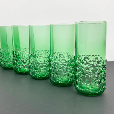 Italian green glass hobnail tumblers