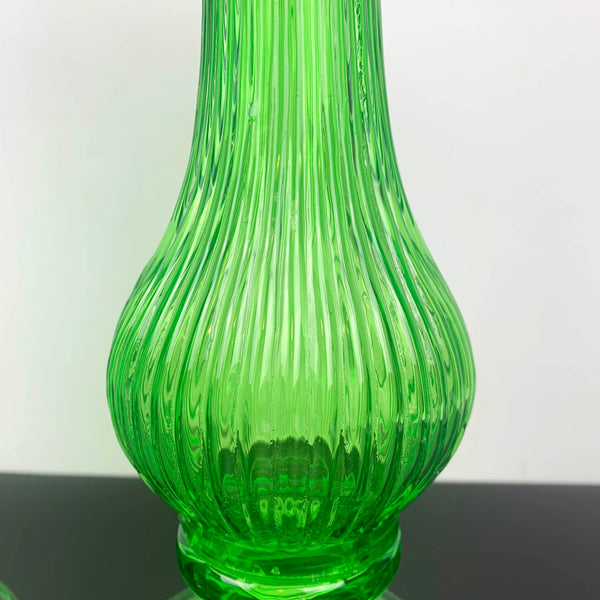 Green glass statement candle holders