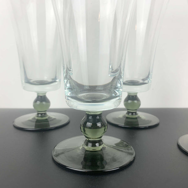 Mid century smoky green stemmed cocktail glass - Set of 5